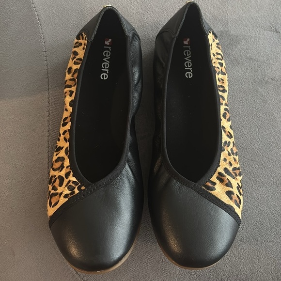 Revere Nairobi Ballet Leopard Print Black ballerina Flats size 40 - Picture 5 of 10